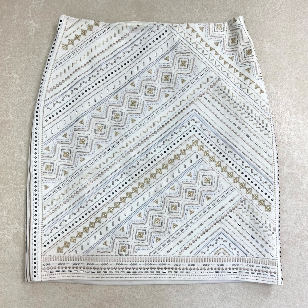 Gold and Silver Tribal Beaded Skirt By White House Black Market